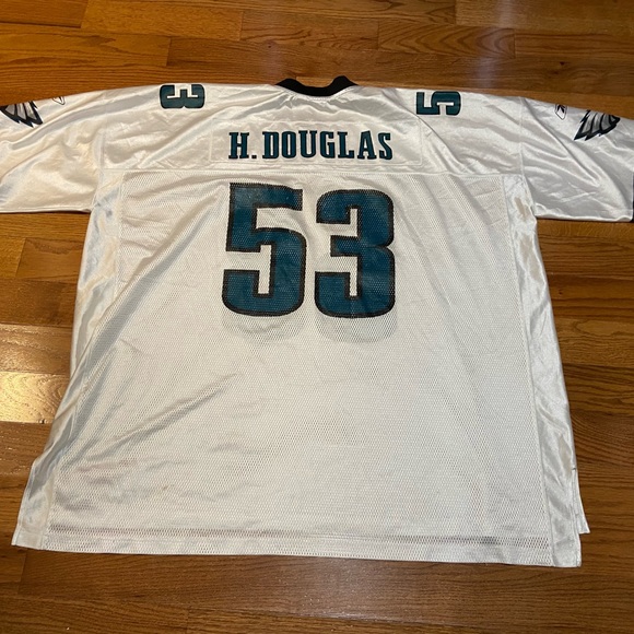 Vintage Reebok White Philadelphia Eagles Hugh Douglas Throwback Football Jersey - Picture 3 of 5